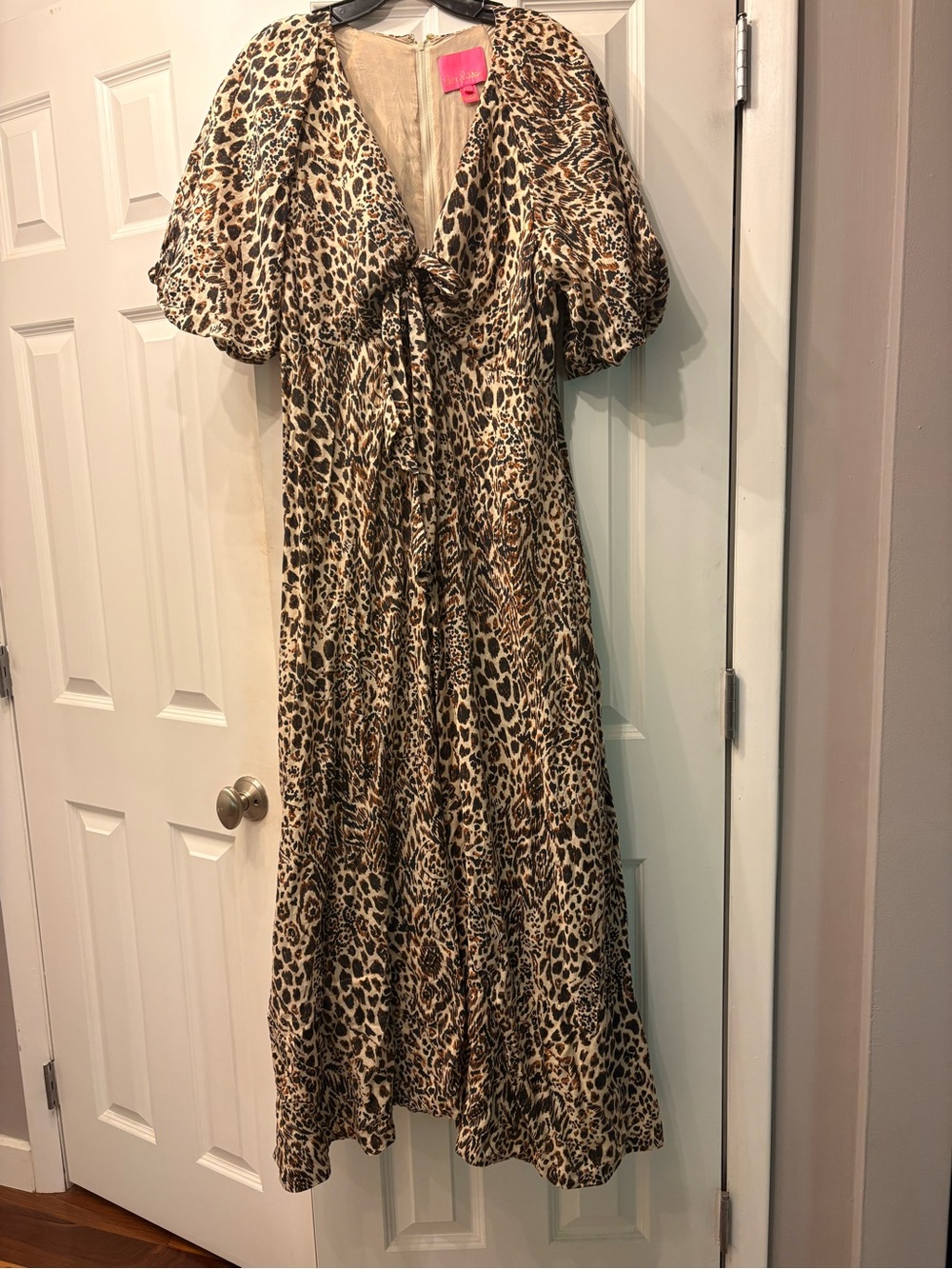 Lilly Pulitzer Leopard Print Puff Sleeve Maxi Dress - Brown